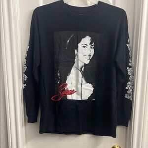 Selena Black Sweatshirt with Rose Sleeve Design